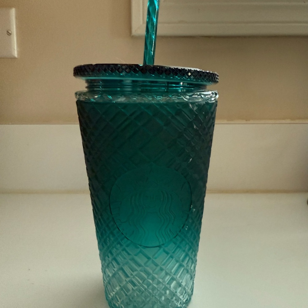 Starbucks Teal Diamond Tumbler with Straw